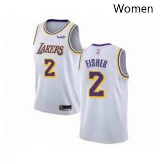 Womens Los Angeles Lakers 2 Derek Fisher Authentic White Basketball Jerseys Association Edition